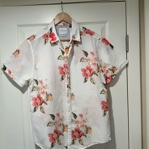 Denim and Flower Linen Hawaiian shirt